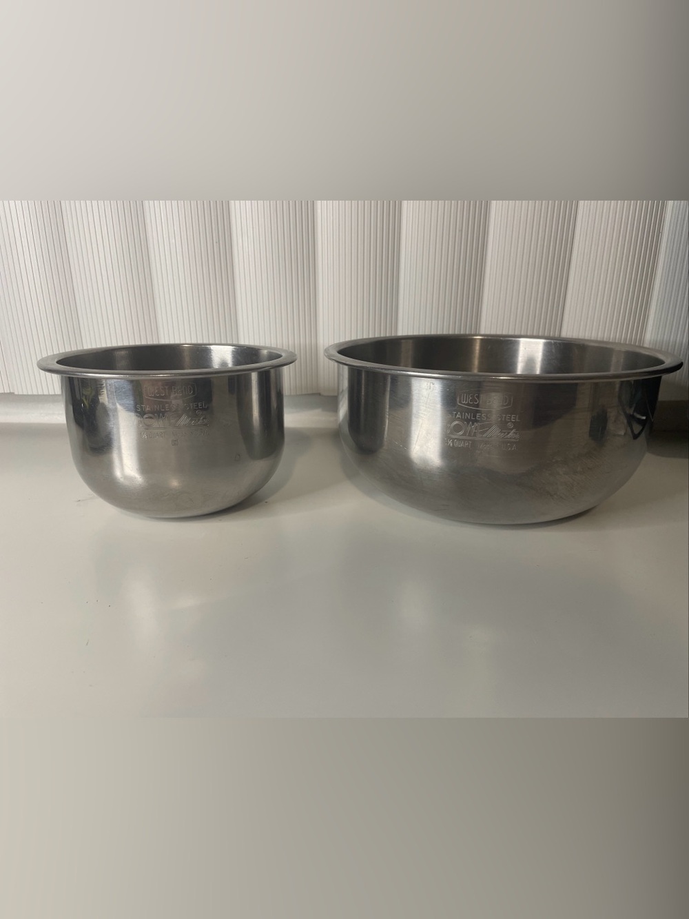 WEST BEND Bowl Master Stainless Steel Nesting Mixing Bowl Set 3.5, 1.5, Vintage